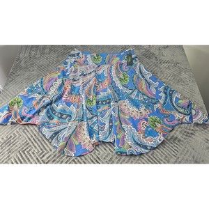 Lauren Ralph Lauren Skirt Women Boho Flowy Paisley Side Zip Asymmetrical Hem 14